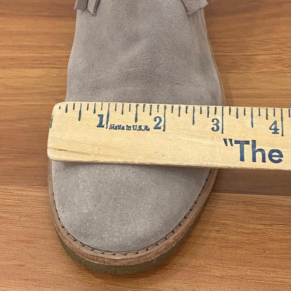 KATE SPADE Gray Taupe Suede Leather Fringe Tassel Side Zip Booties Size 7.5M - Picture 12 of 16